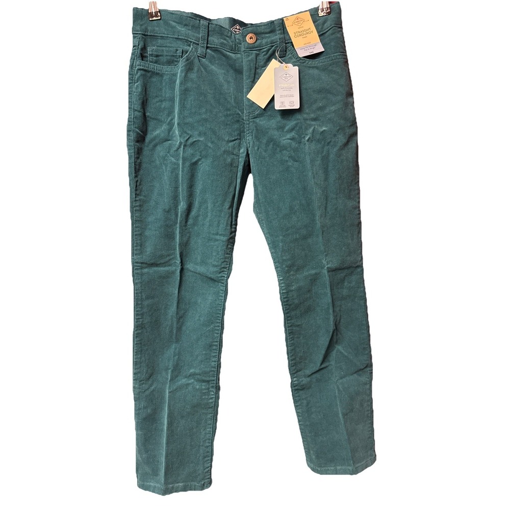 NWT St. John's Bay Green Corduroy Pants Mid-Rise Straight Leg Ladies 10P